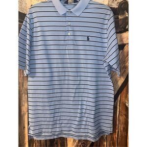 VTG GOLF RALPH LAUREN POLO SHIRT Medium COTTON STRIPED Performance Wicking